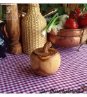 olive wood pot in apple shape