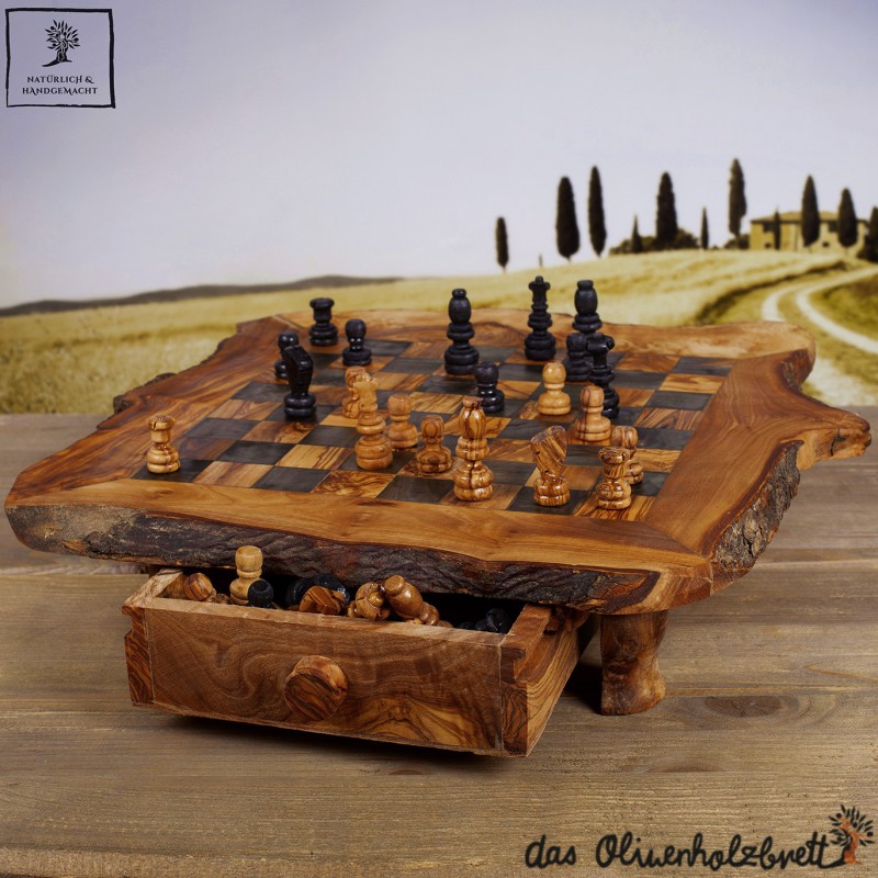 Schachspiel Echtholz | Schachbrett | Schachfiguren |Holzfiguren Schach mit  Brett